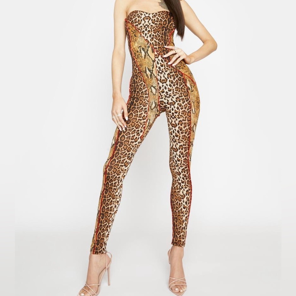 NWT Rehab Lab Fierce and Wild Patchwork jumpsuit L
